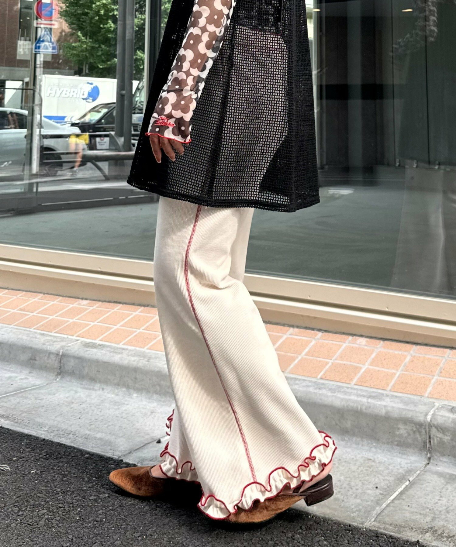 【日本直送 】燈芯絨下襬荷葉邊喇叭長褲9