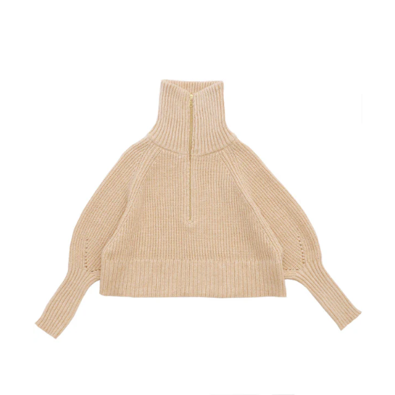 【日本直送】混色 (麻花) 半拉鍊閃光線 (金蔥) 針織上衣