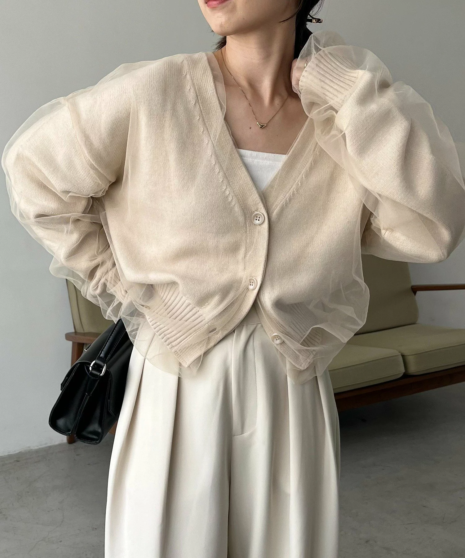 【日本直送 】薄紗疊層針織外套9