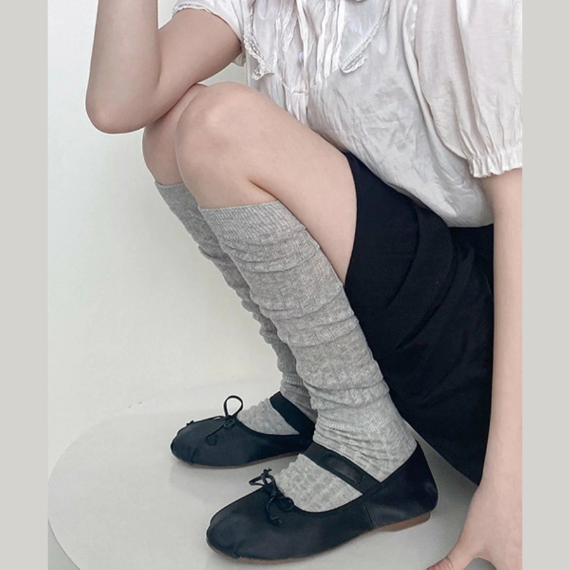 【日本c.u.l 】透膚羅紋拼接 寬鬆及膝襪 cula10596