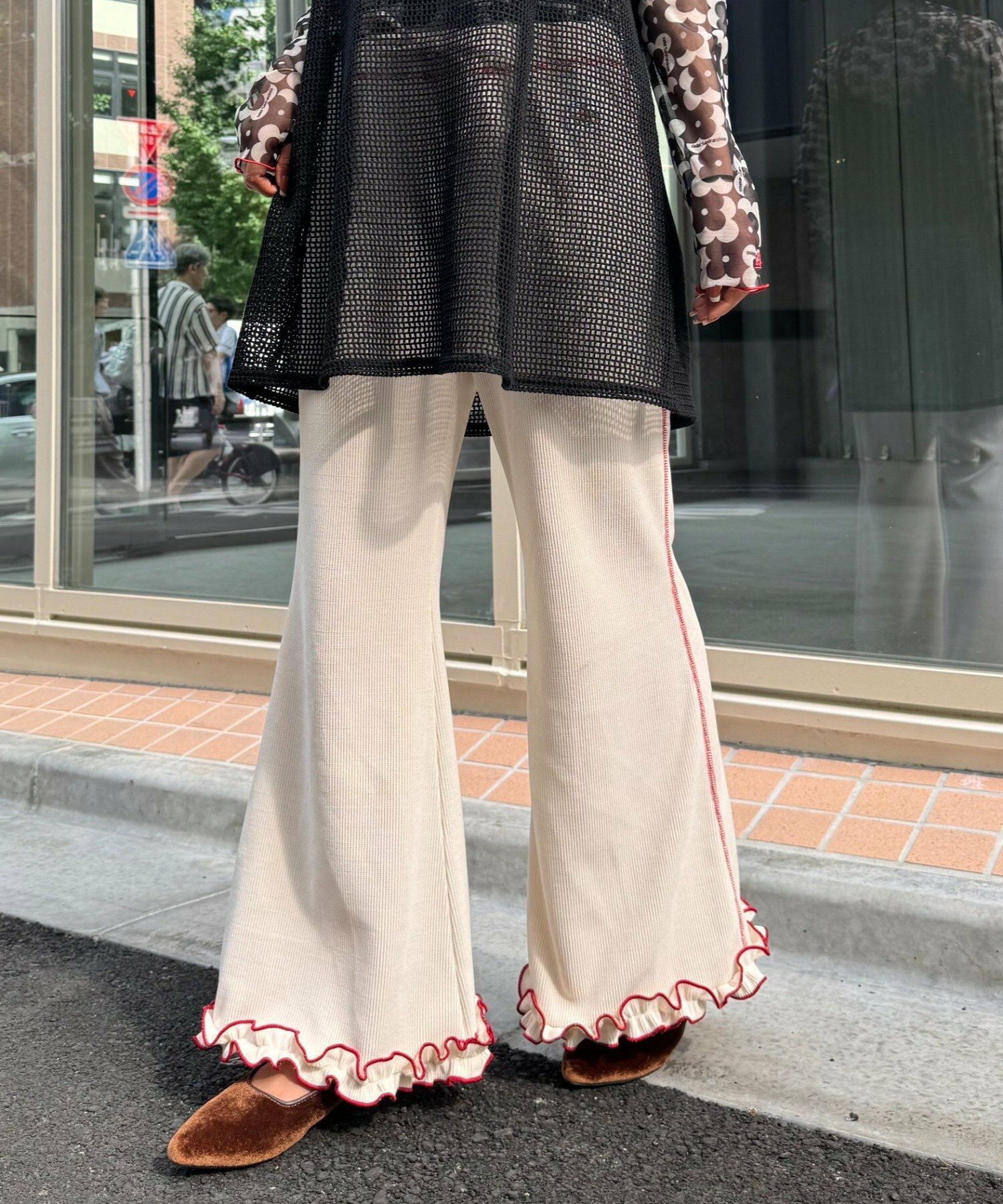 【日本直送 】燈芯絨下襬荷葉邊喇叭長褲8