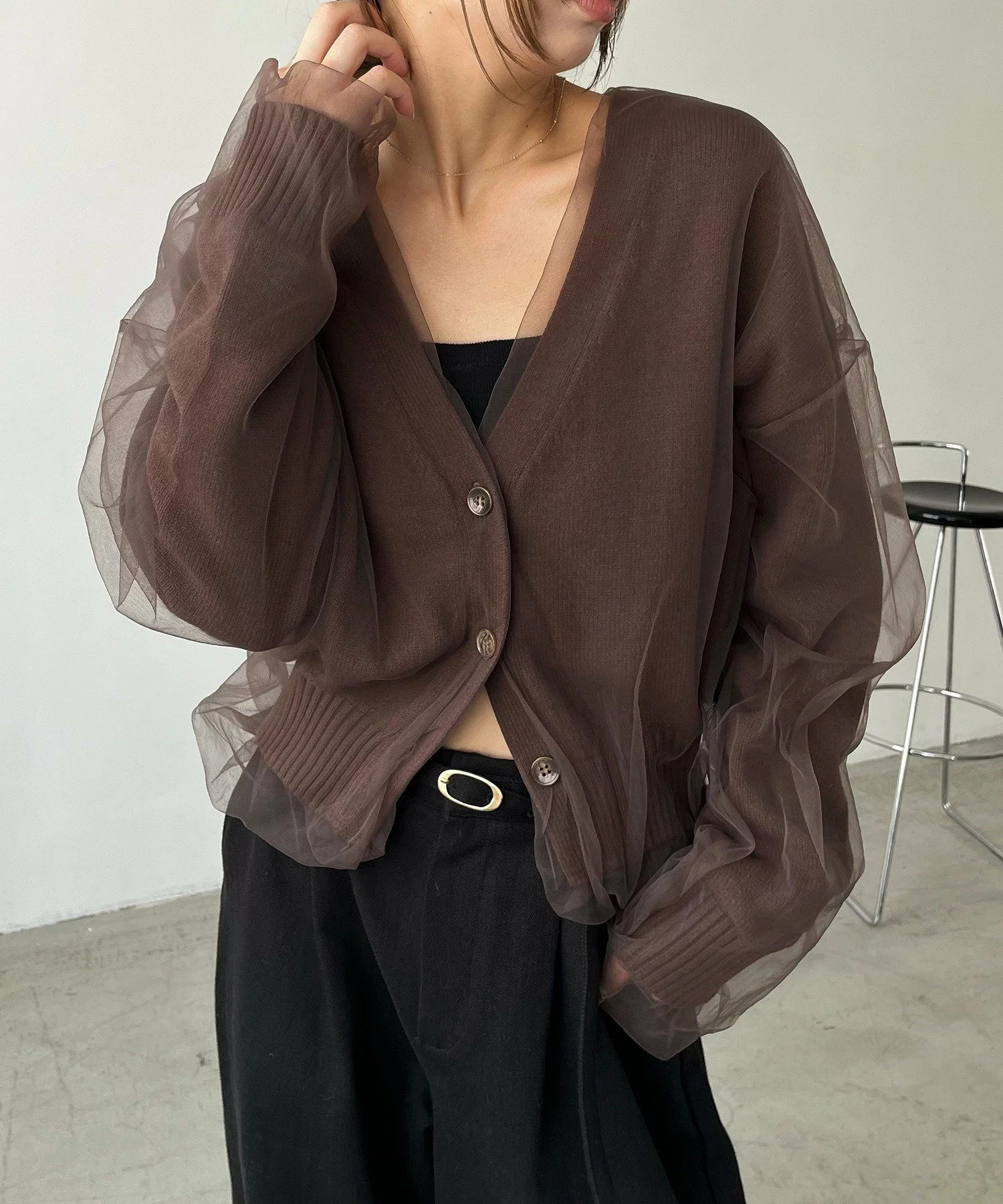 【日本直送 】薄紗疊層針織外套6