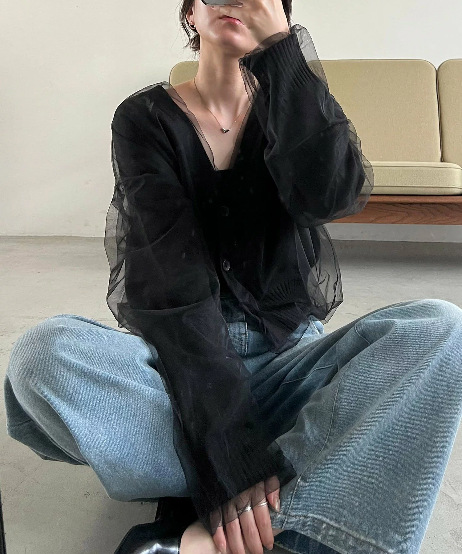 【日本直送 】薄紗疊層針織外套2