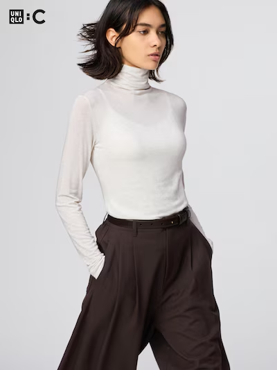 【日本UNIQLO 】極暖 HEATTECH 羊絨混紡高領 T 恤5