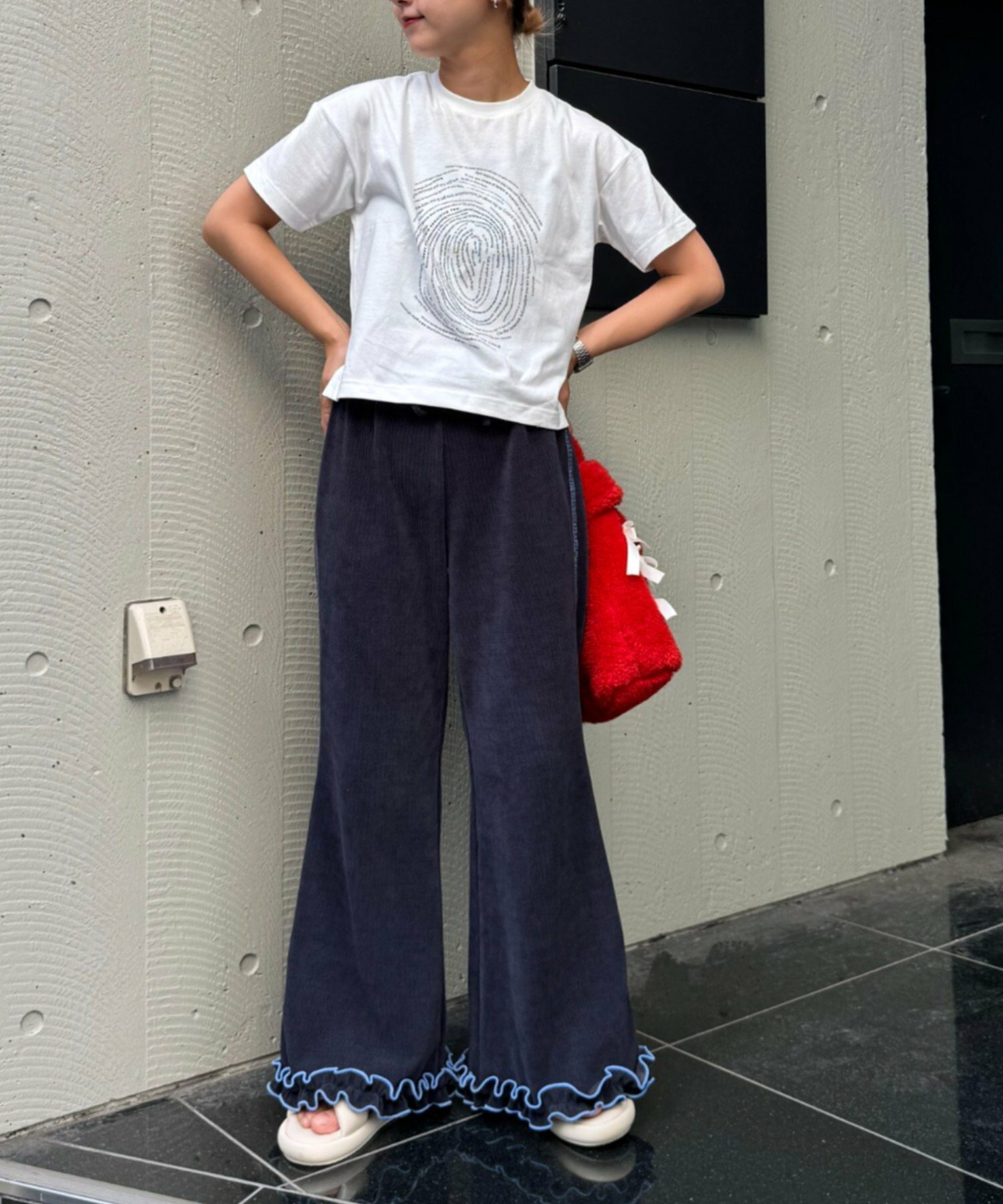 【日本直送 】燈芯絨下襬荷葉邊喇叭長褲12