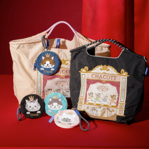 【Chacott×Ball&Chain 】貓咪芭蕾舞者系列 刺繡購物袋 【Chacott×Ball&Chain 】貓咪芭蕾舞者系列 刺繡購物袋
