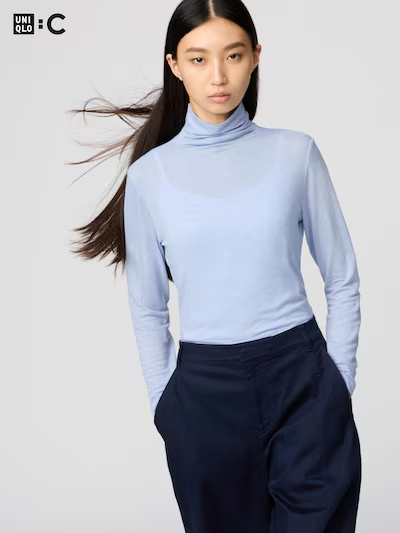 【日本UNIQLO 】極暖 HEATTECH 羊絨混紡高領 T 恤7