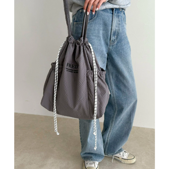 【 Fredy emue 】撥水皺布側口袋托特包