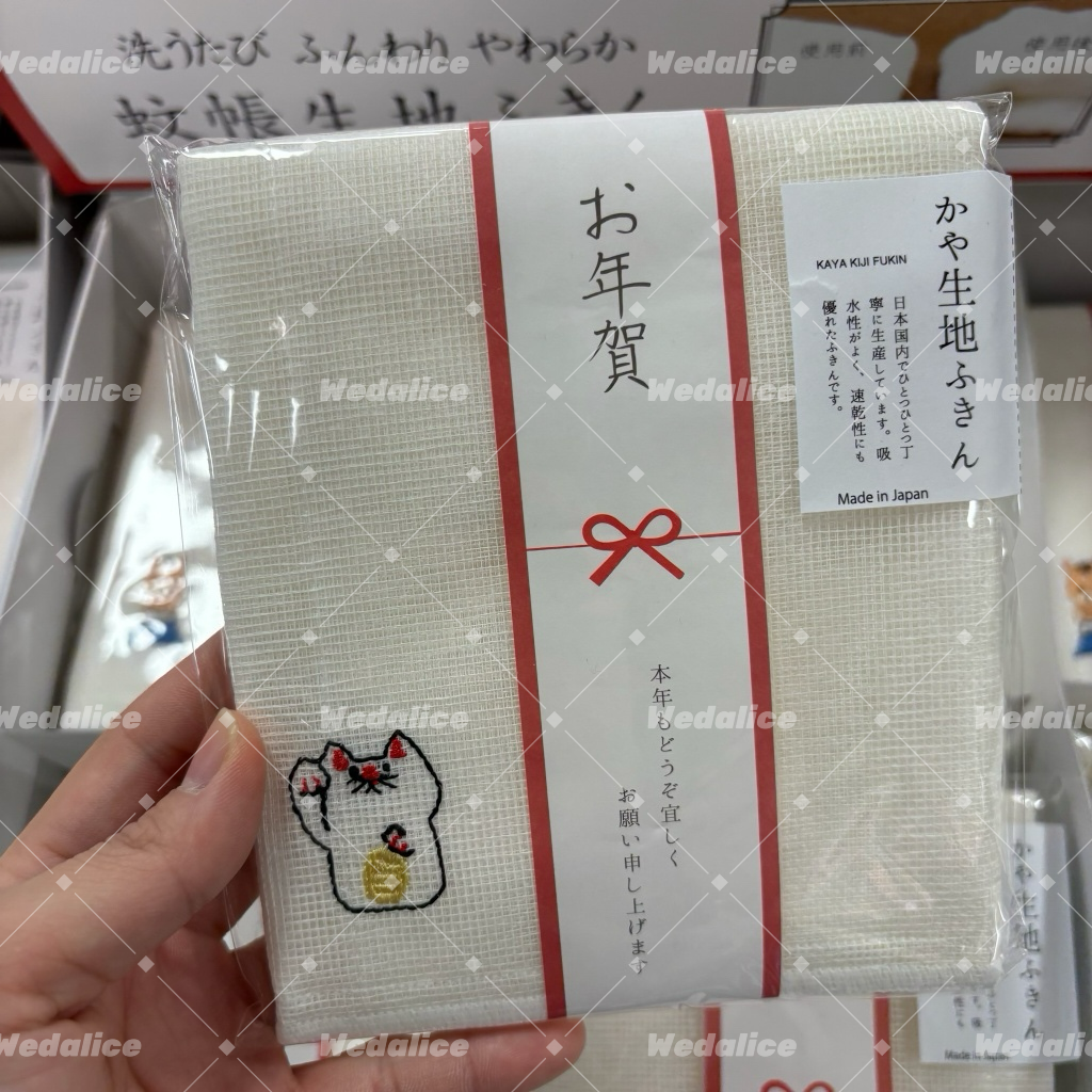 【日本 過年限定 】 日本製賀年圖案刺繡紗布巾