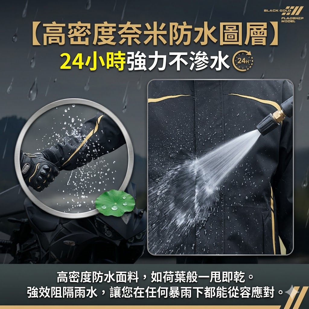 【UTA鴻嘉源】兩件式暴雨級機車雨衣-極夜配色 10000mm耐水壓 透氣網格 外送員雨衣 反光條 安全護航 MZO145