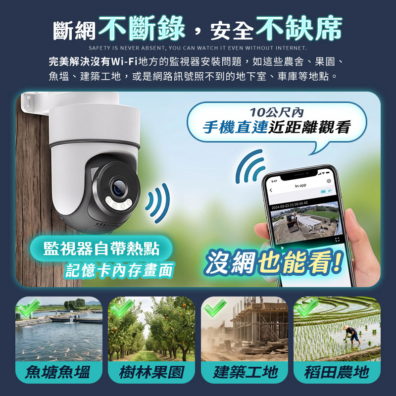 【UTA鴻嘉源】戶外防水小型無線監視器 RL-5 (自帶AP熱點/沒網也能看/IP67防水/星光全彩夜視/AI人形追蹤/自訂區域偵測/台灣雙認證公司貨)9