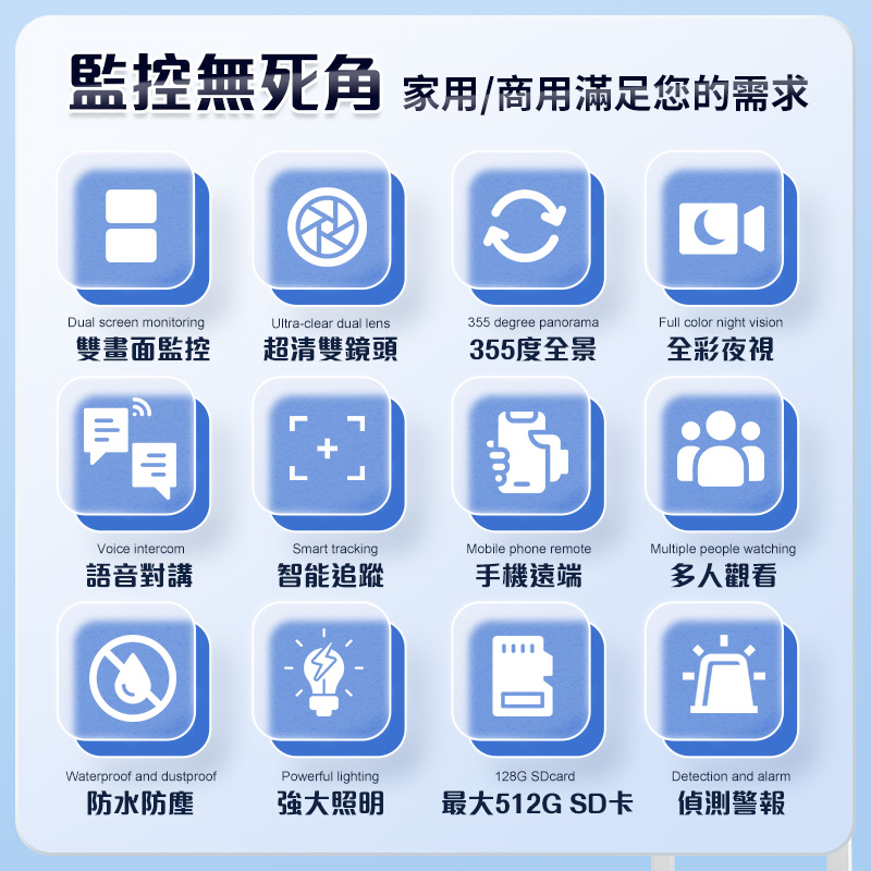 【UTA鴻嘉源】【2026旗艦款】雙鏡頭二合一 1080P 無線監視器 RK9|355度全景 智能追蹤 全彩夜視 雙向對講 防水防塵 遠端監控 (支援512G)3