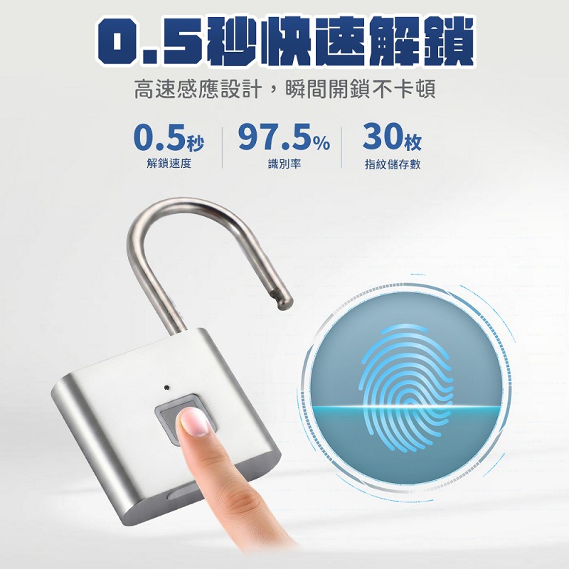 【UTA鴻嘉源】智能指紋防水防鏽掛鎖 CK-15 (0.5秒快速解鎖/30組指紋紀錄/IP54防塵防水/Type-C充電/6個月長效續航/置物櫃行李箱防盜鎖)(買一送一顏色隨機)3
