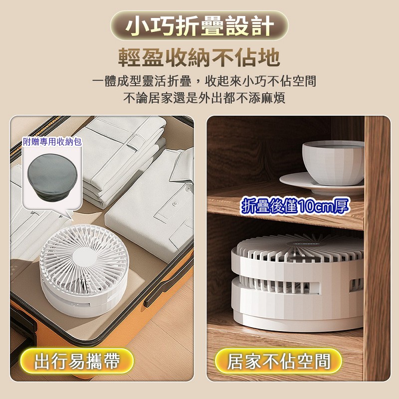 【UTA鴻嘉源】P98 超省電自動擺頭折疊無線靜音風扇|12000mAh超長續航(漢堡風扇/附收納包/四檔風速/遠端遙控/手機支架/BSMI認證公司貨)7