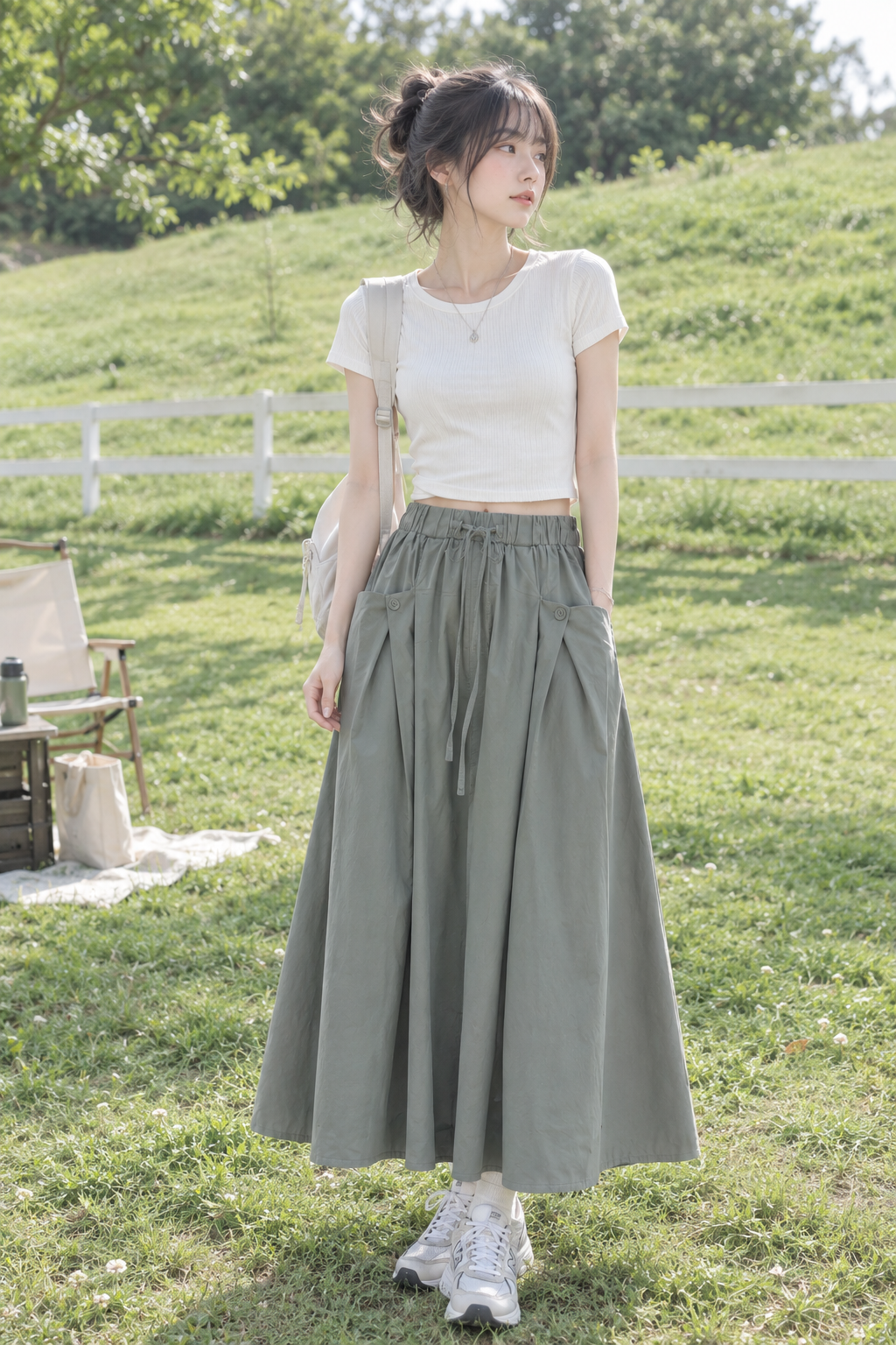 Sora Flow Skirt|日系 · 輕盈立體口袋七分裙2