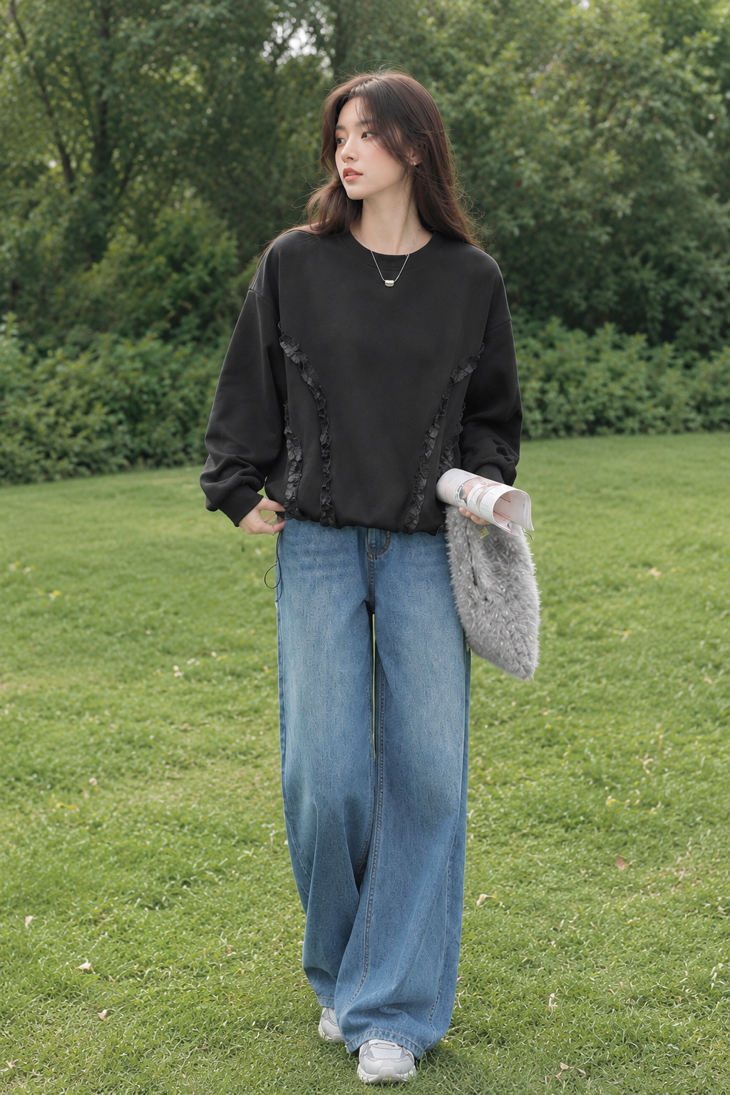Ruffle Line Sweat|日系 · 荷葉線條拼接上衣4
