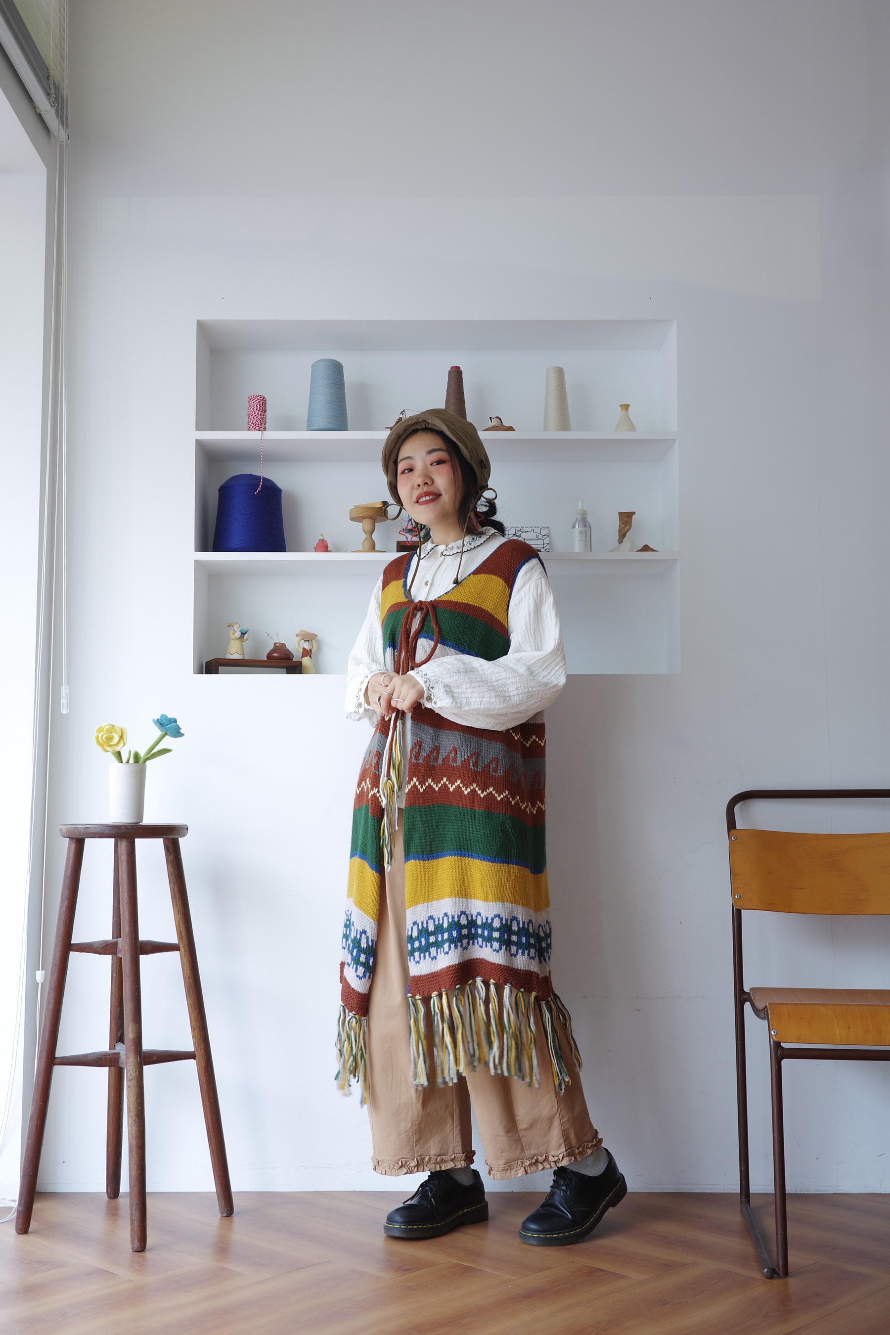 𓏭木耳花邊褲管直筒繭形褲