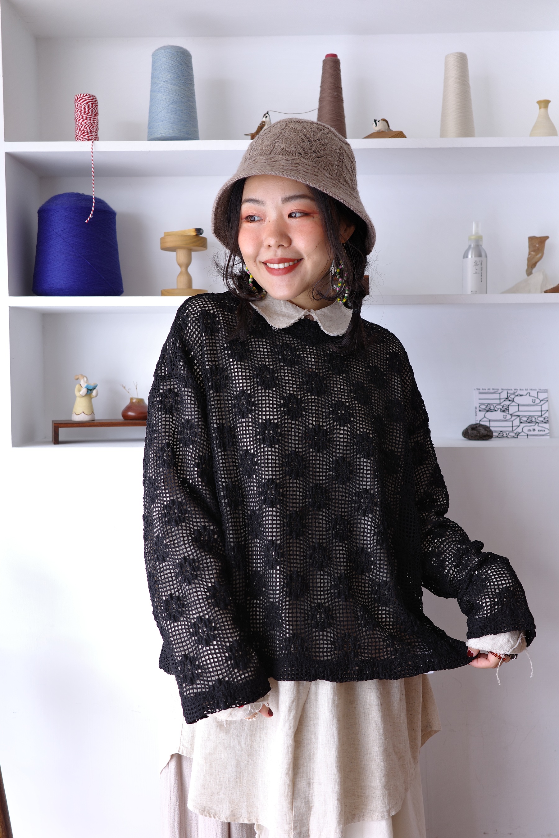 𓏭 花花織紋洞洞罩衫