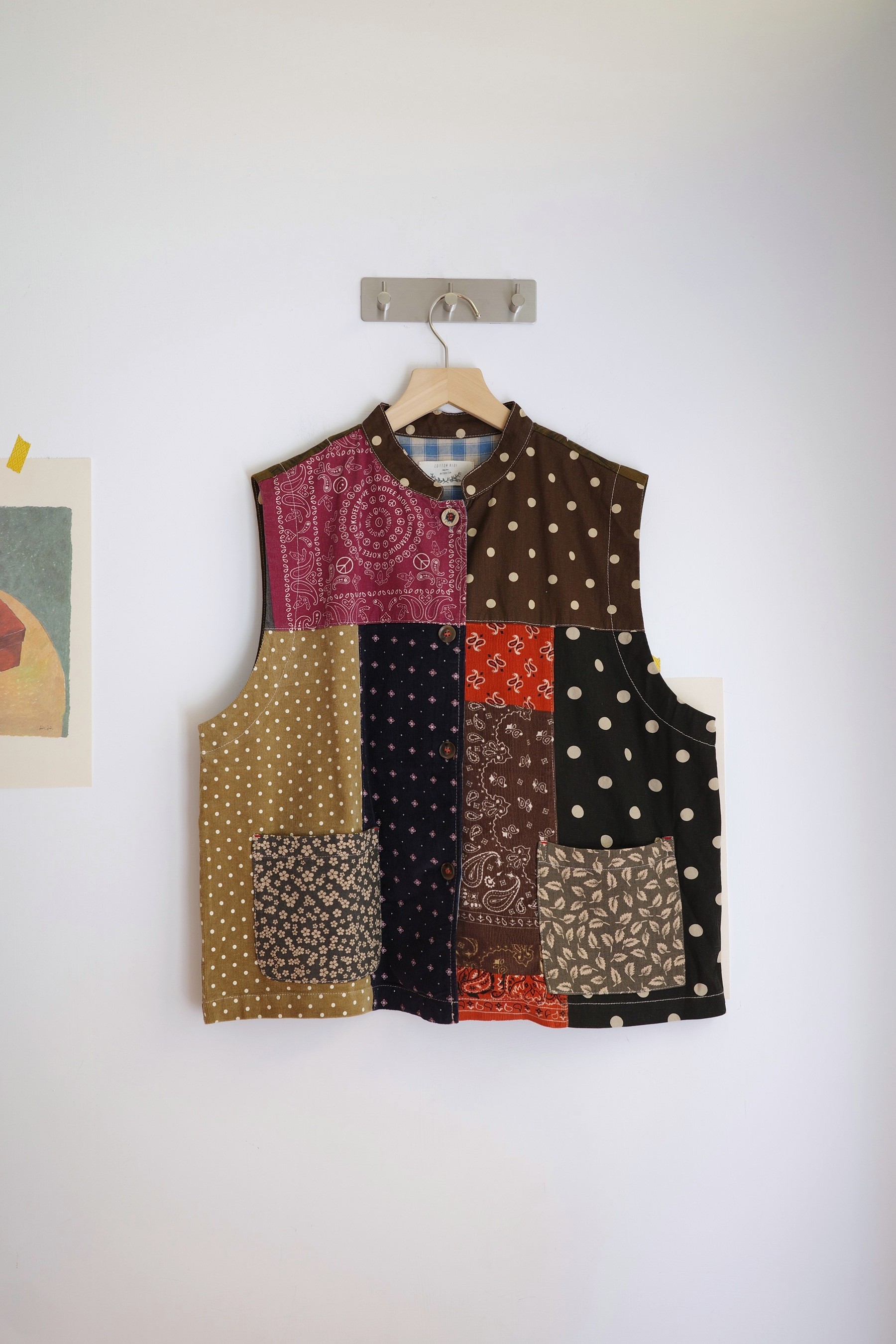 𓏭變形蟲圖騰花布拼接背心