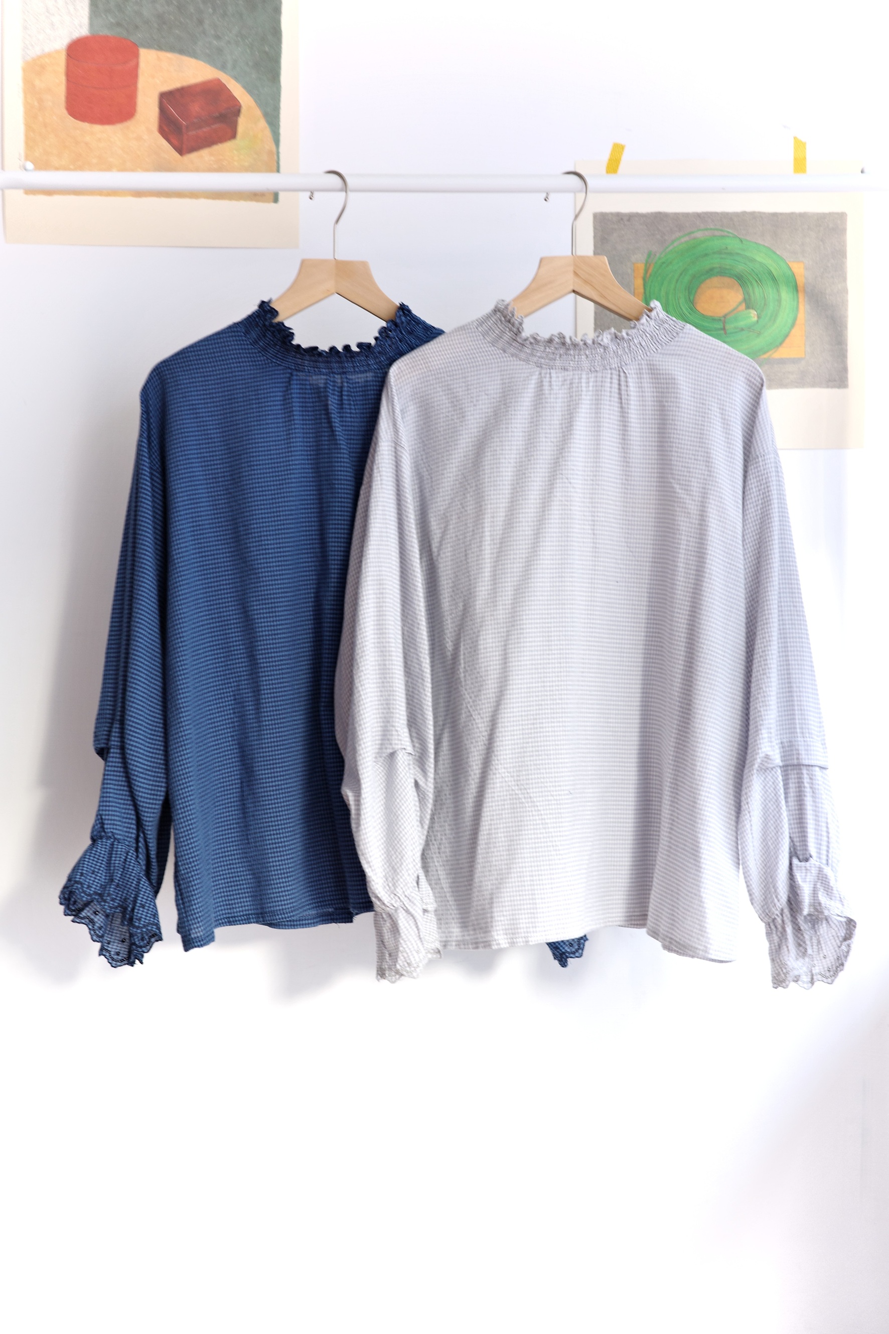 𓏭波浪刺繡花邊立體抓摺袖上衣