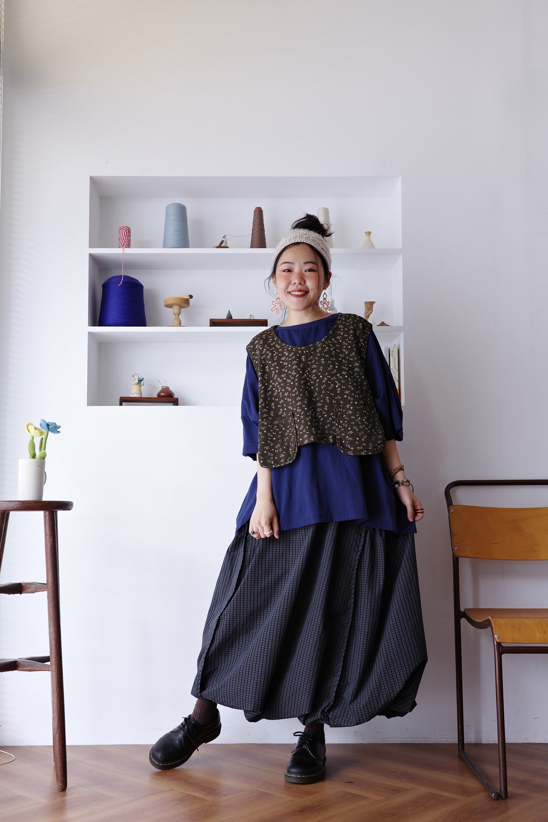 𓏭樹葉花柄印花短版鬆身背心