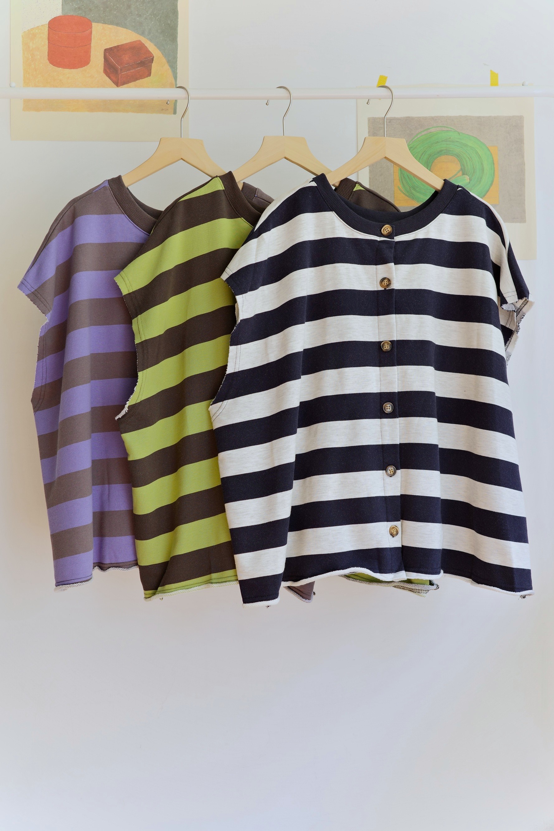 𓏭前後兩穿開襟毛巾布鬆身背心