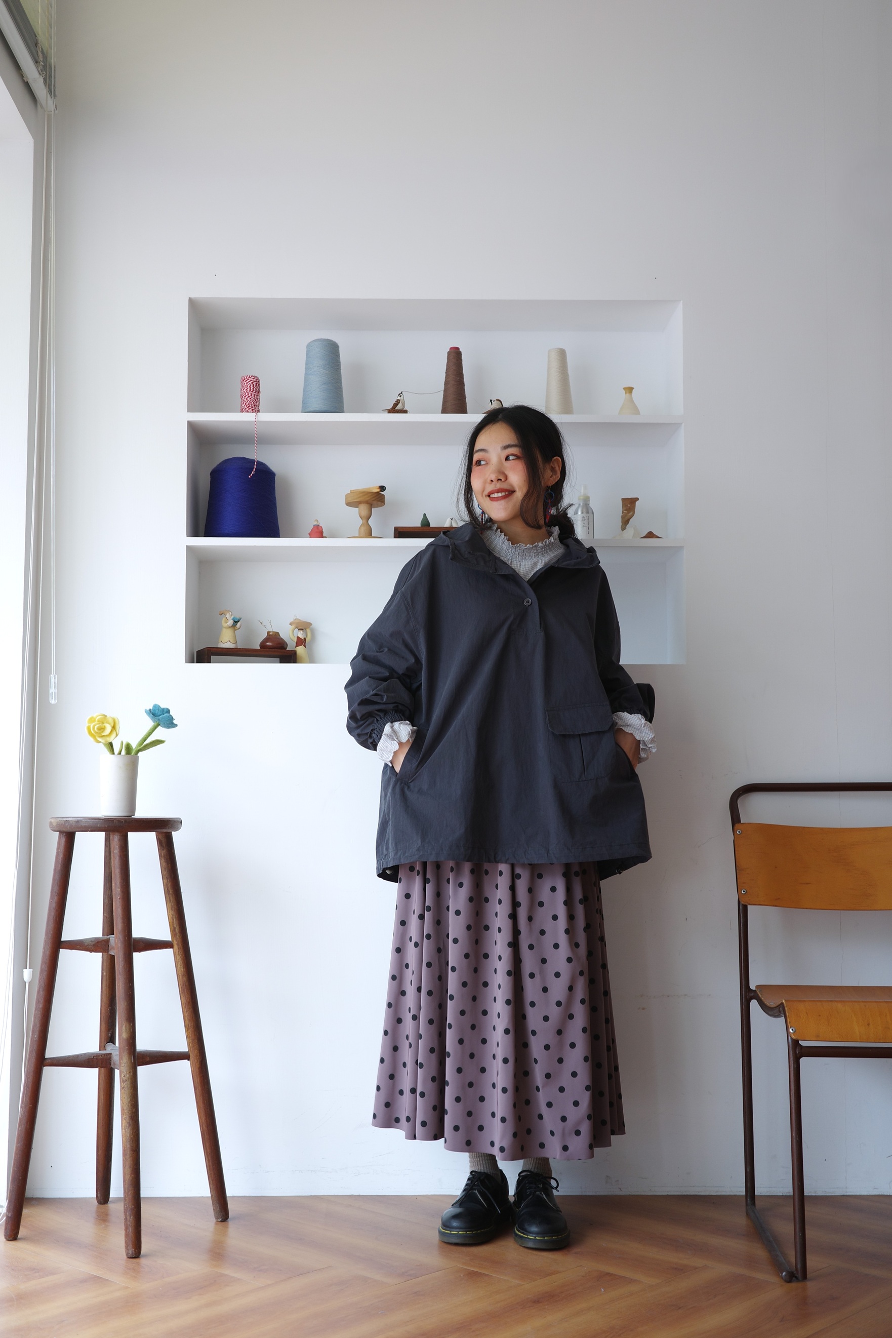 𓏭波浪刺繡花邊立體抓摺袖上衣