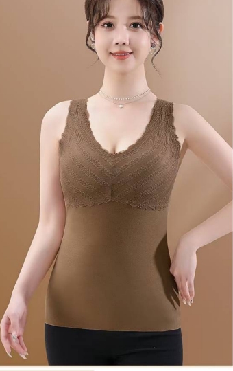 德絨蕾絲保暖背心