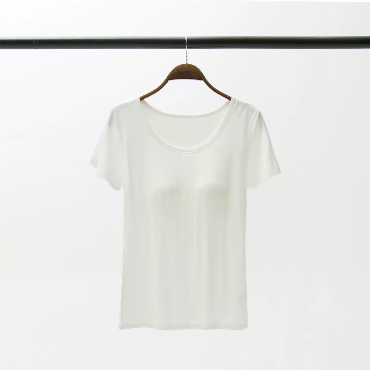 『懶人必穿★免穿內衣TEE』莫蘭迪色舒適清涼莫代爾五指集中型Bra短袖T恤M-3XL8