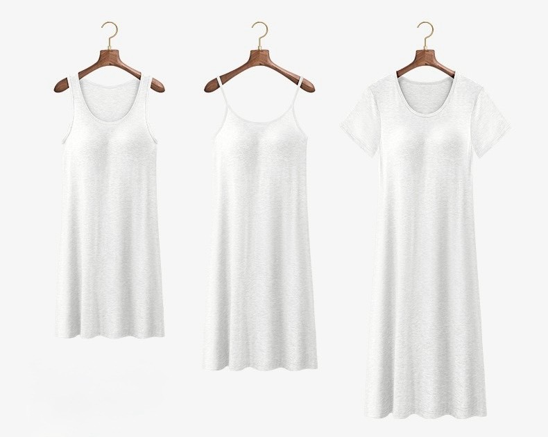 【帶胸墊】極舒服莫代爾居家服睡衣連身裙(吊帶/背心/短袖)17