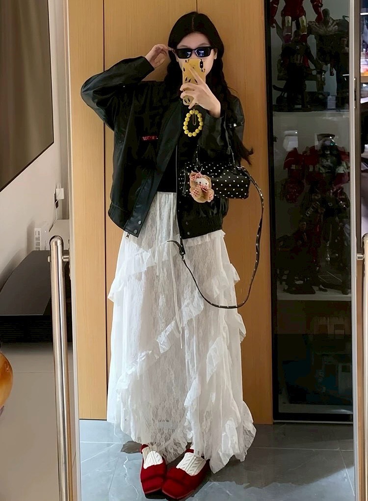 蕾絲蛋糕裙長裙(小個子/常規/加長)4