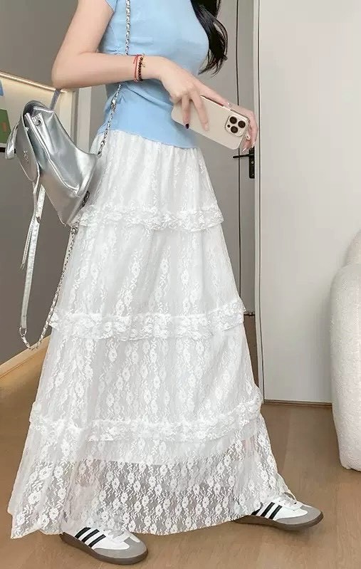 蕾絲蛋糕裙長裙(小個子/常規/加長)6