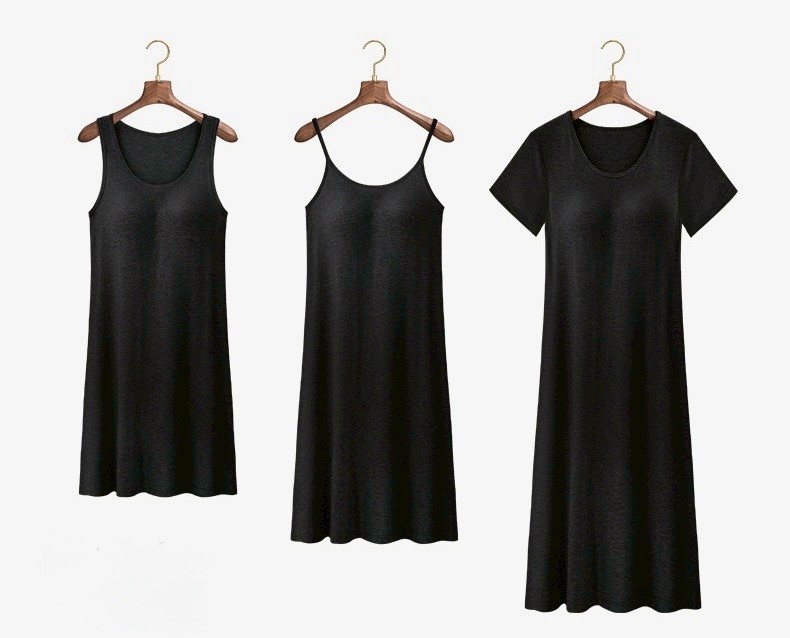 【帶胸墊】極舒服莫代爾居家服睡衣連身裙(吊帶/背心/短袖)16