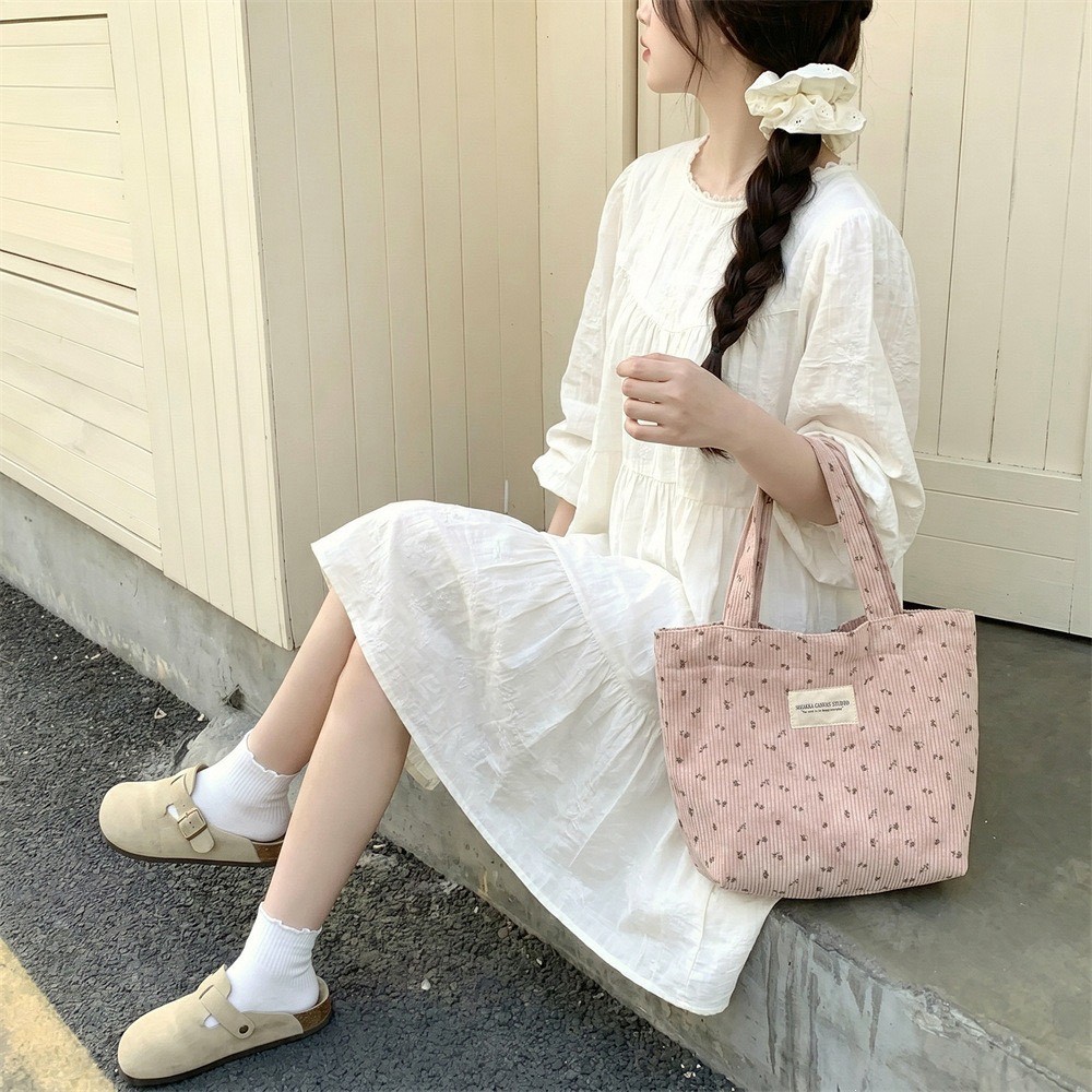 『買一送一』碎花燈芯絨手提包・日常外出小包5