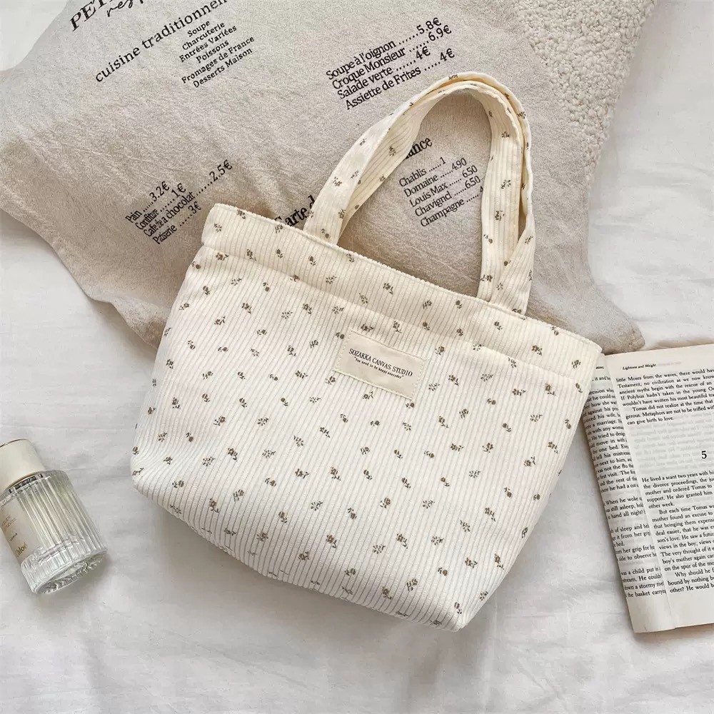 『買一送一』碎花燈芯絨手提包・日常外出小包21