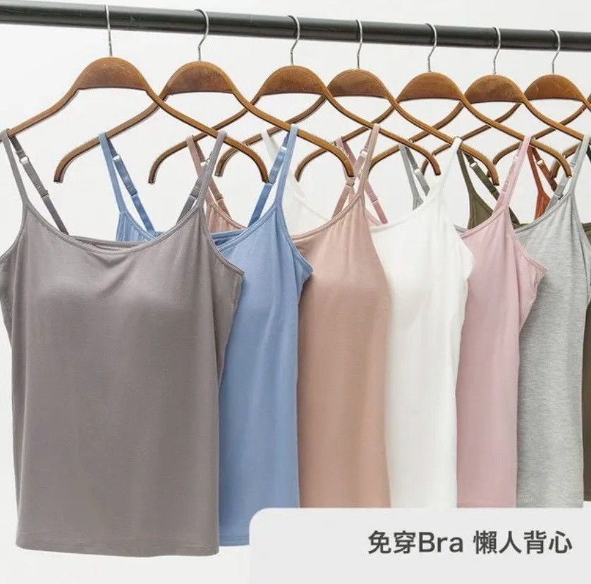 『懶人必穿★免穿內衣TEE』莫蘭迪色舒適清涼莫代爾五指集中型Bra背心M-3XL4