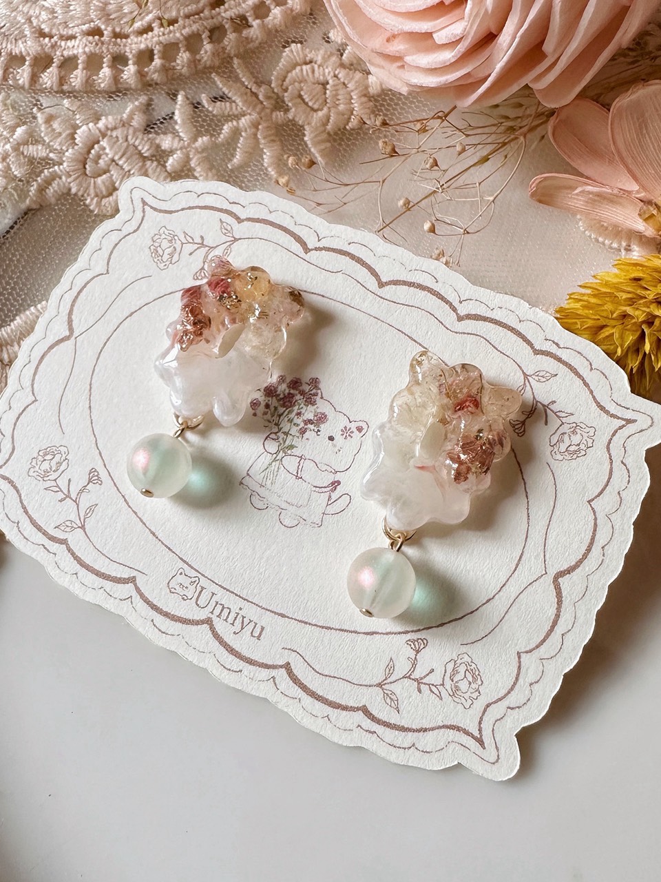 《方波花語耳環》