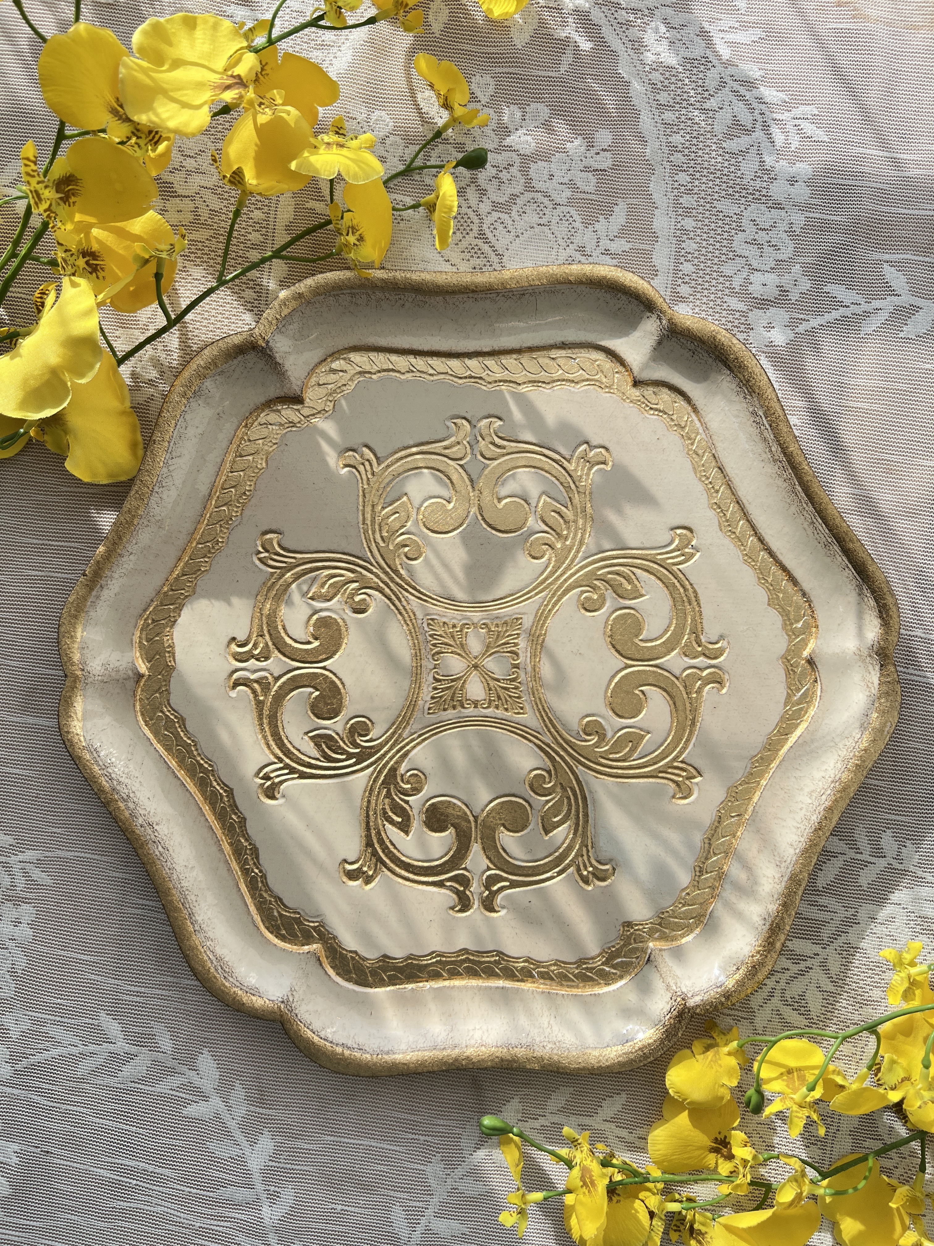 義大利佛羅倫斯手工六邊圖騰茶盤4