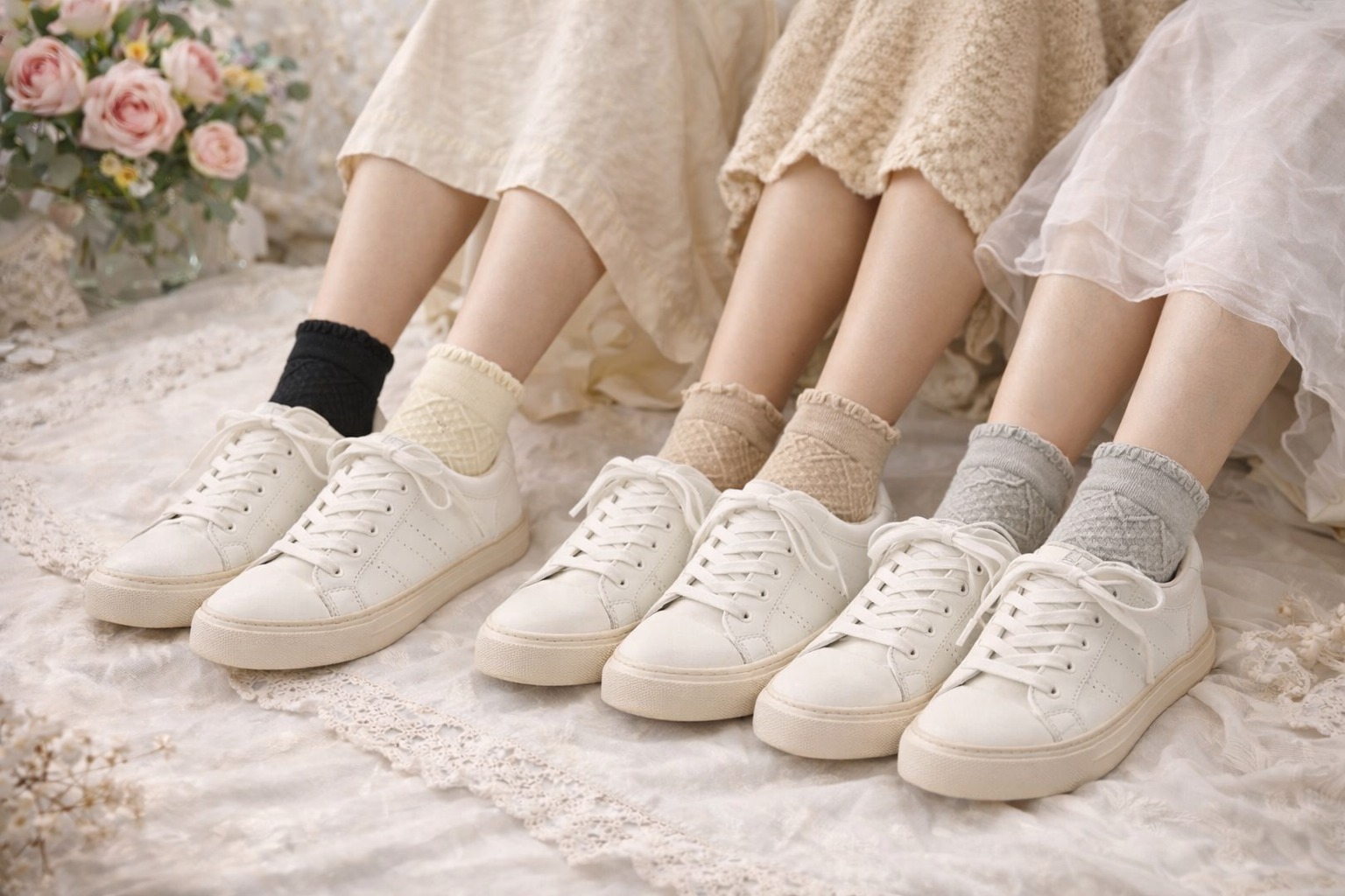 日系文青風中長襪/襪子(4入組)5