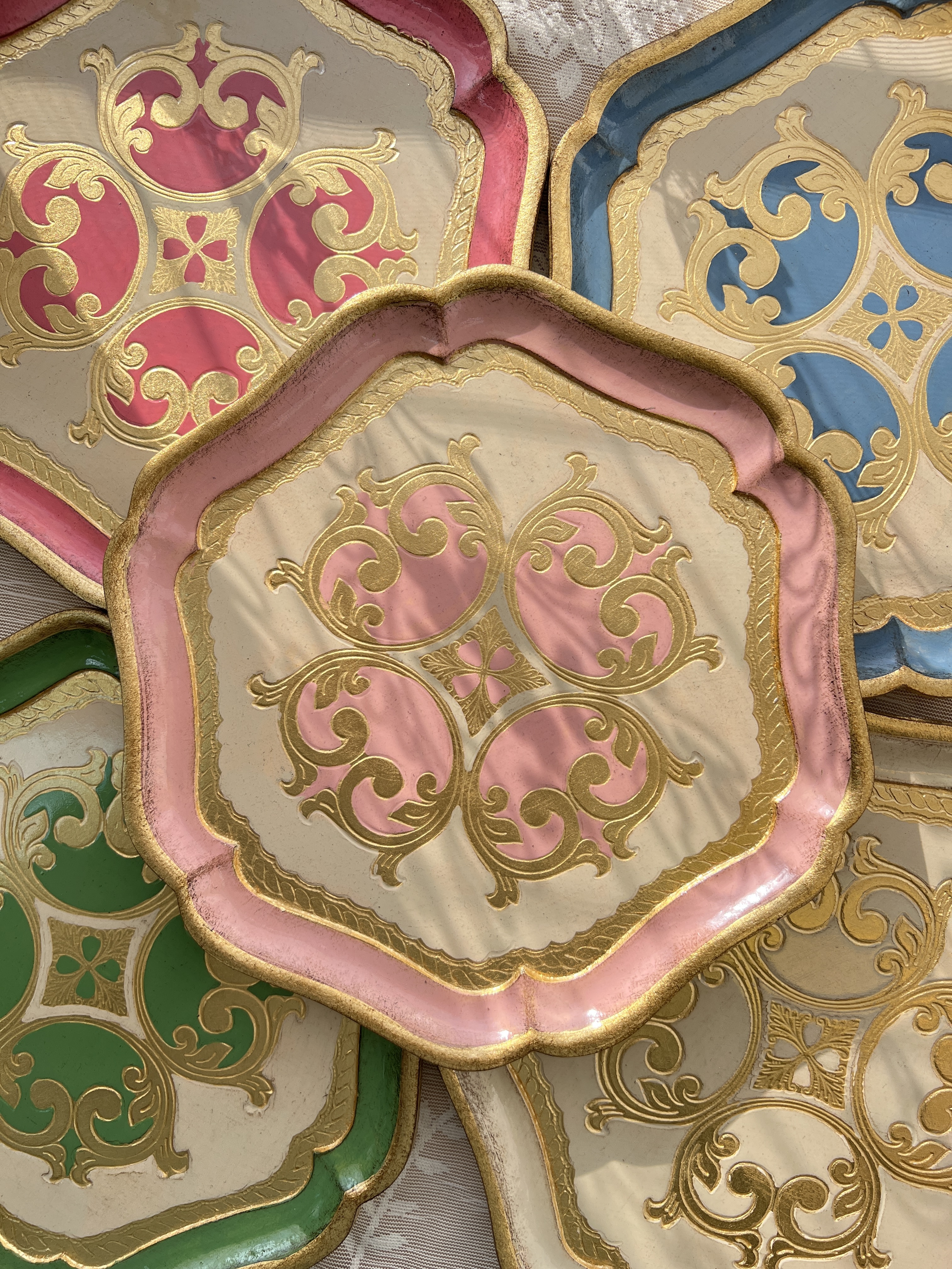 義大利佛羅倫斯手工六邊圖騰茶盤1