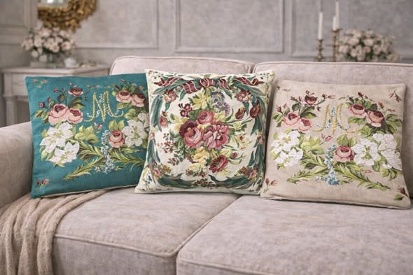 歐洲ADL刺繡抱枕套1