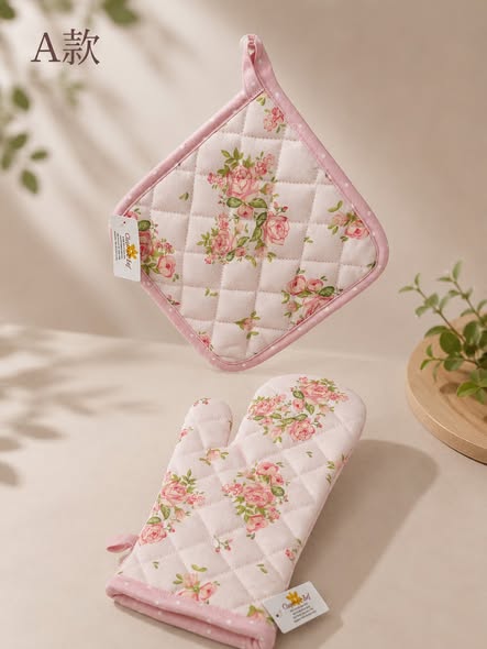 玫瑰花園純棉隔熱手套雙件組2