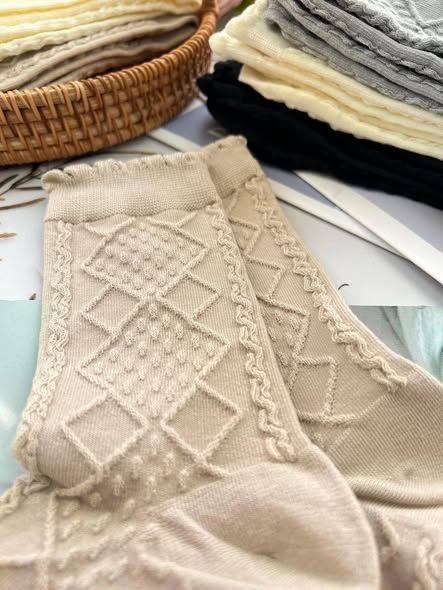 日系文青風中長襪/襪子(4入組)3