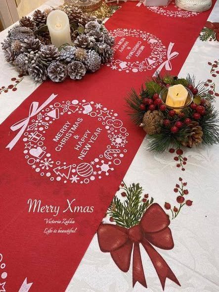 聖誕新年快樂桌旗