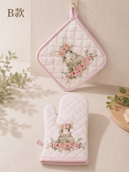 玫瑰花園純棉隔熱手套雙件組3