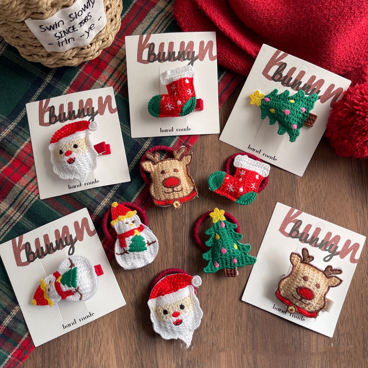 聖誕織布髮圈髮夾