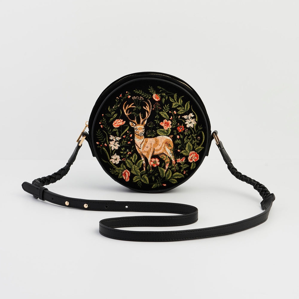 Fable England 極光鹿刺繡圓形包