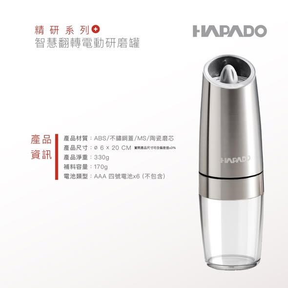 【歲末出清】瑞士HAPADO賀帕垛精研系列-智慧翻轉藍光電動研磨罐2
