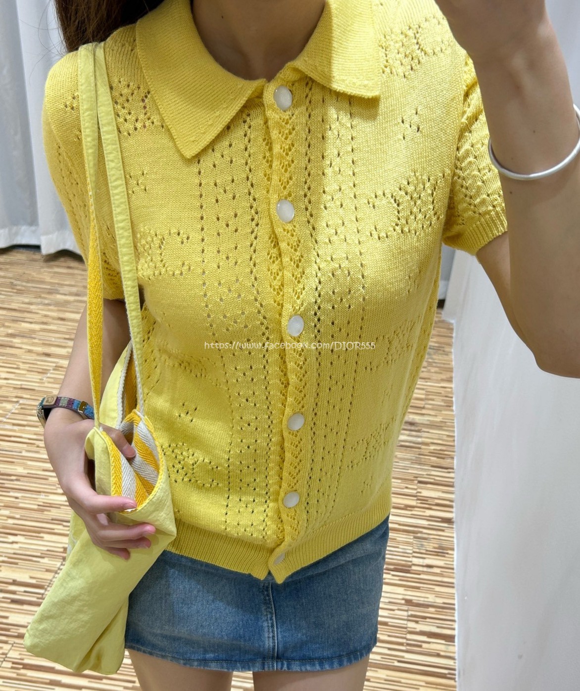 Celine鏤空翻領針織短袖T Celine鏤空翻領針織短袖T