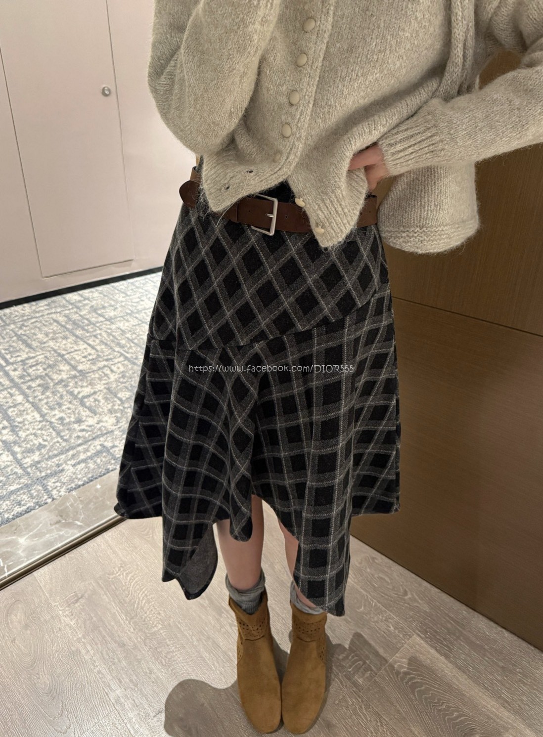 不規則格紋裙 不規則格紋裙